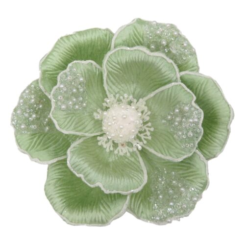 Magnolia Clip On - Beaded Petal Light Mint
