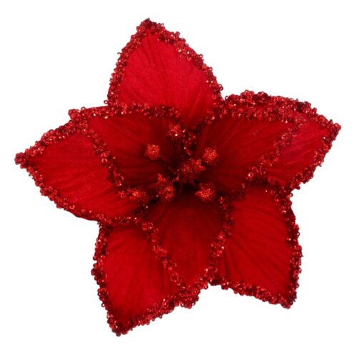 Poinsettia Clip On -  Crust Edge Red