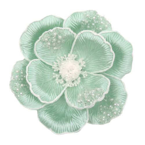 Magnolia Clip On - Beaded Petal Soft Blue