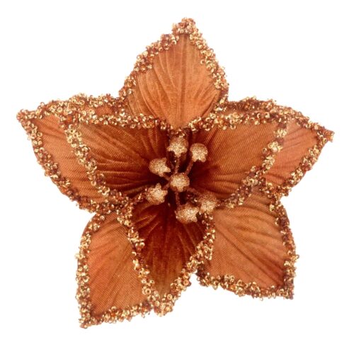 Poinsettia Clip On Crusted Edge Copper