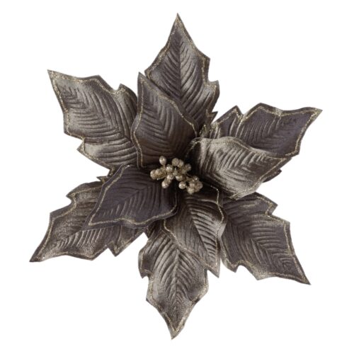 Poinsettia Clip On Brown