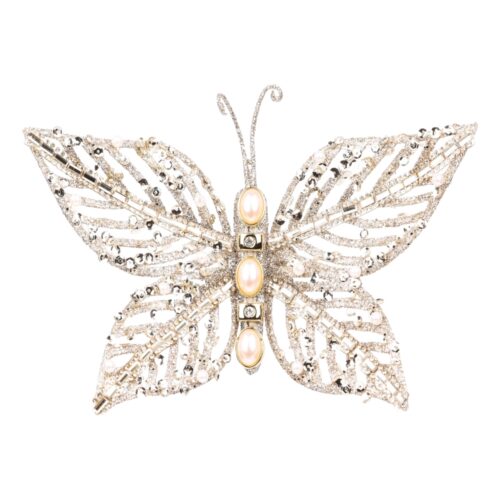 Butterfly Clip On Pearl Centre Champagne