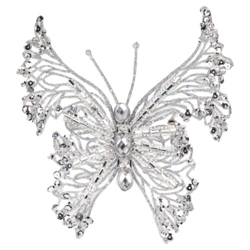 Butterfly Clip On - Silver Filigree