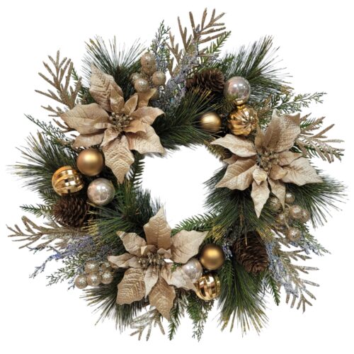 Wreath Poinsettia Champagne/Copper