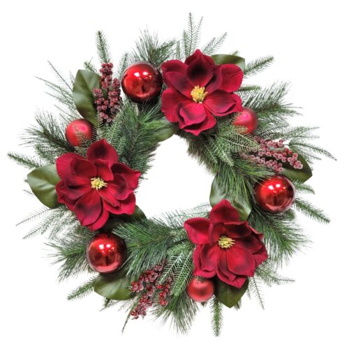 Wreath Burgundy Poinsettia