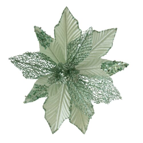 Poinsettia Clip On - Mint Net Leaves