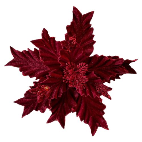 Poinsettia Clip On Burgundy Jagged Edge