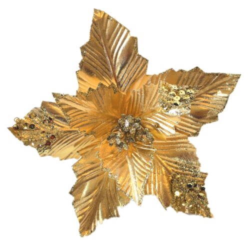 Poinsettia Clip On - Gold Sequin Tip