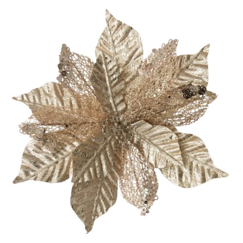 Poinsettia Clip On Champagne Copper Sequin