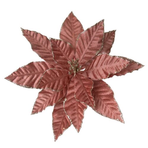 Poinsettia Clip On Pink with Gold Edge