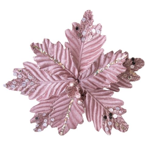 Poinsettia Clip On Glitter Tip Pink