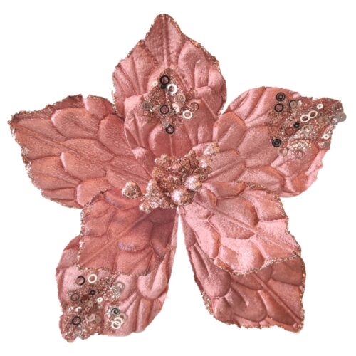Poinsettia Clip On Pink Crinkle