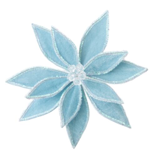 Poinsettia Clip On -  Blue with Acrylic Centre
