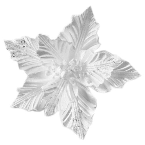 Poinsettia Clip On -  White Pearl