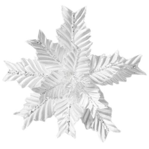 Poinsettia Clip On White Crinkle Edge