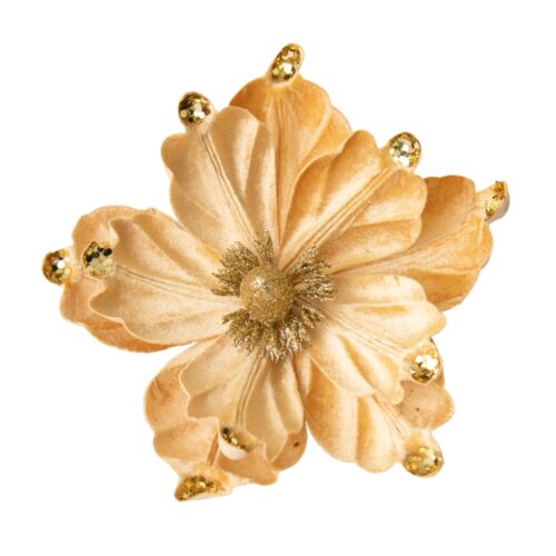 Magnolia Clip On Gold Glitter Tips
