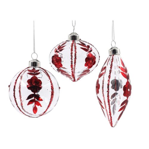 Bauble - Burgundy Rose 3 Asst