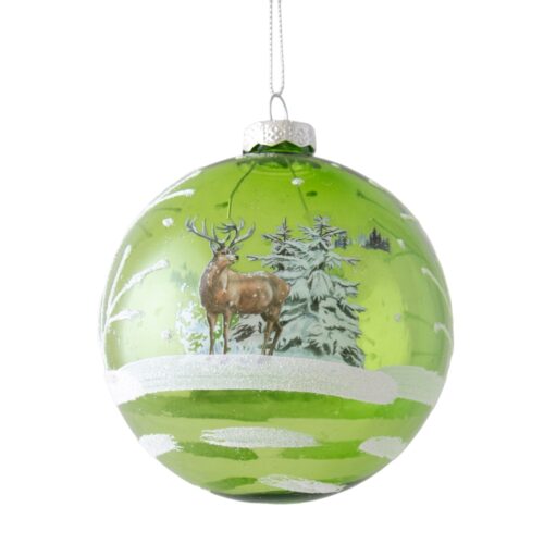 Bauble Apple Green with Deer