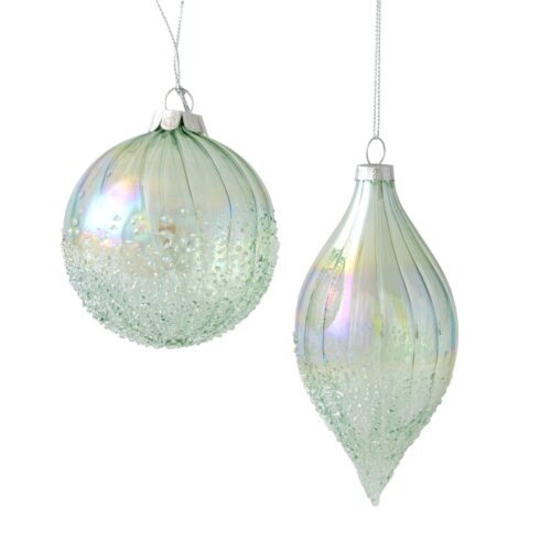 Bauble -  Opalescent Green 2 Asst