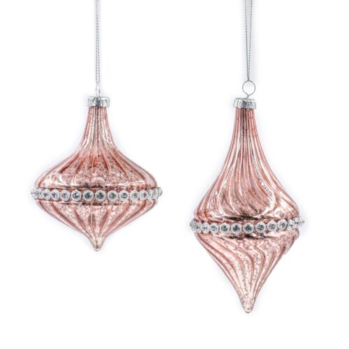 Bauble - Diamond Band Pink 2 Asst