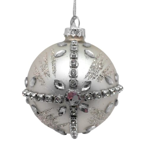 Bauble - Diamonte Cross White
