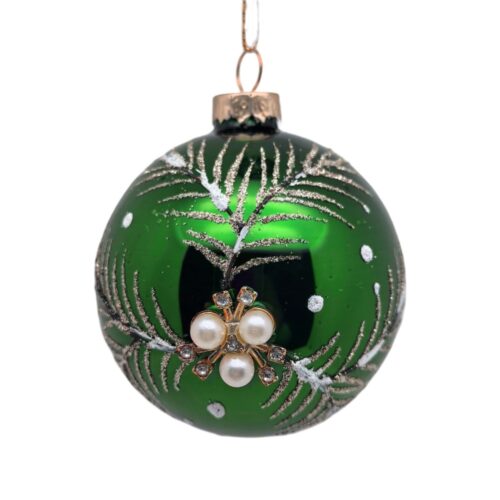Bauble Green with Etched Pinecone