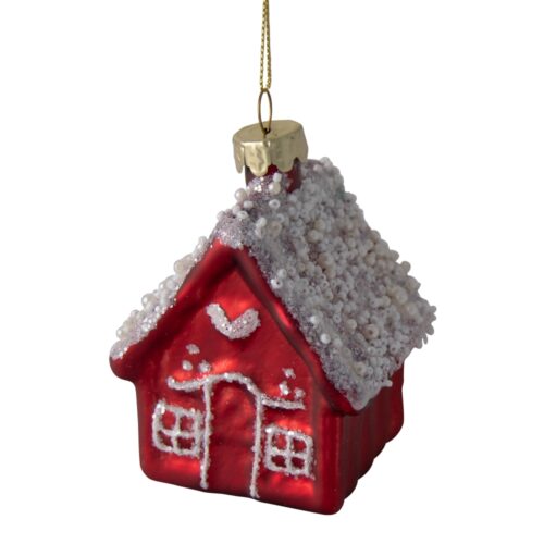 Cottage Hanging Ornament Red