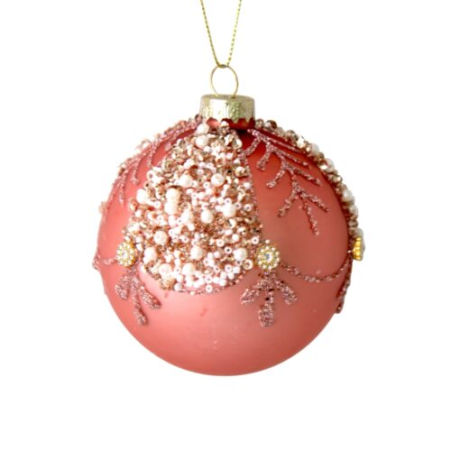 Bauble Pearl & Glitter Detail Pink
