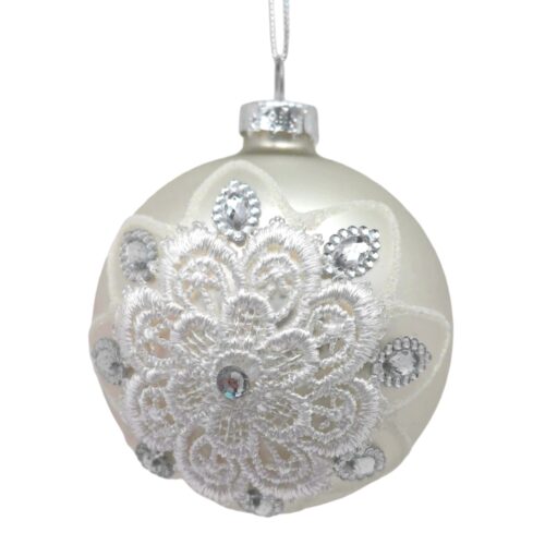 Bauble - White with White Crochet Design