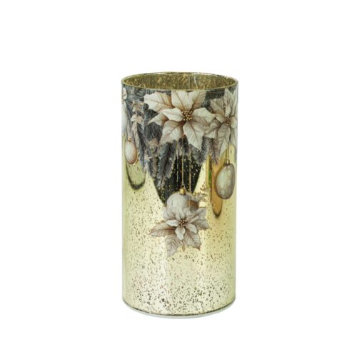 LED Hurricane Champagne Poinsettia Small
