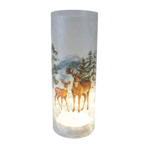 LED Lantern with Deer Crackle Finish