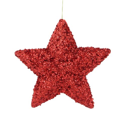 Five Point Star Beaded Sequin Red