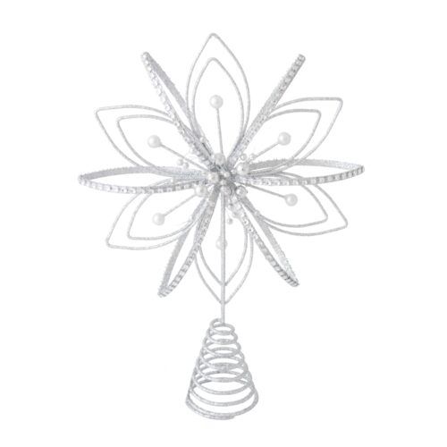 Flower Burst Tree Topper Silver