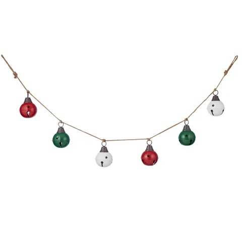 Garland- 6 Bell Garland, Red/Wht/Grn