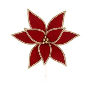Regal Poinsettia Stem, Red/ Gold