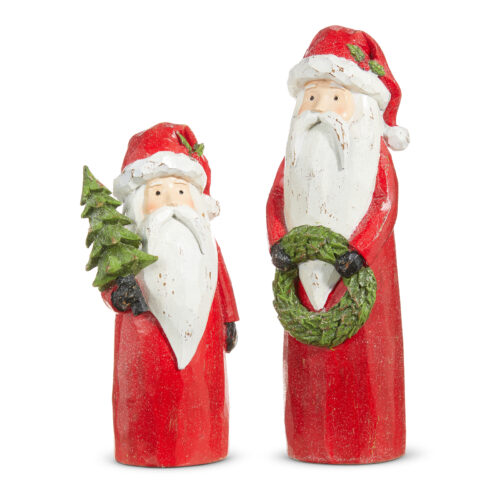 Yuletide Traditions, Carved Santas 25cm, Set 2