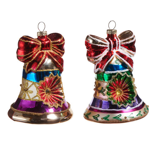 Jingle & Joy, Multi Colour Reflex Glass Bell HO, 2 Ast