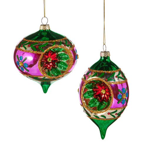 Jingle & Joy, Purple / Green Reflex Glass , 2 Ast