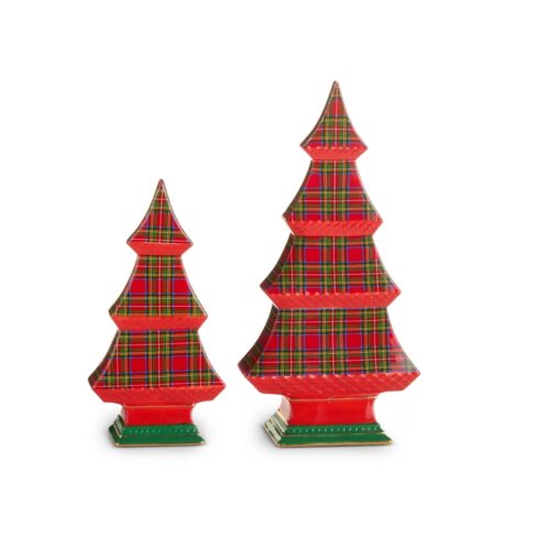 Home for the Holidays, Red Plaid Tabletop Trees, Set 2