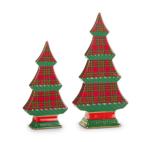 Home for the Holidays, Green Plaid Tabletop Trees, Set 2