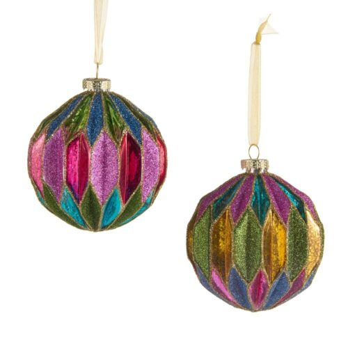 Jingle & Joy,  Antiqued Glitter Ball HO, 2Ast