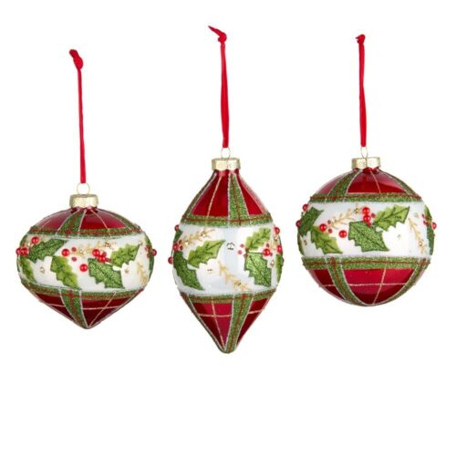 Bauble- Home for the Holiday, Plaid 3 Asst
