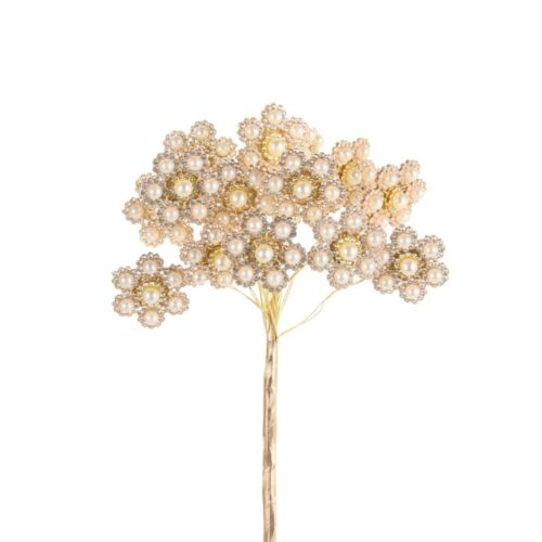 Bows and Baubles, Gold & Pearl Floral Pick