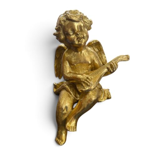 Cherub Playing Lute- Gold
