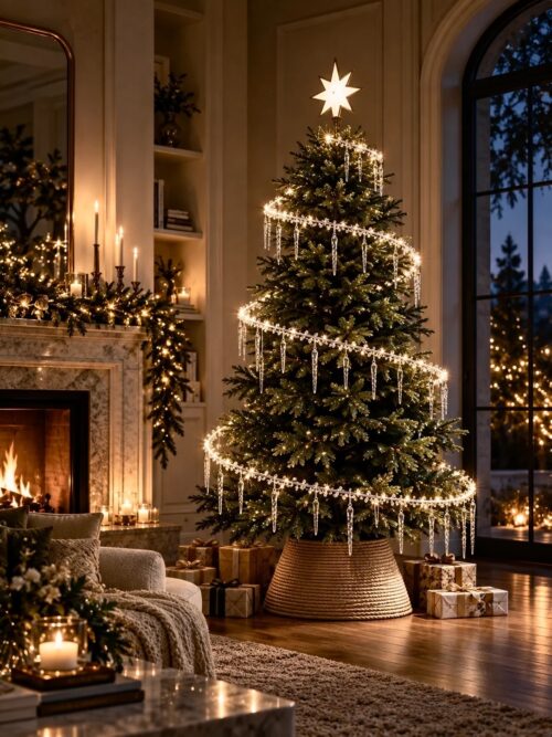 Floating Icicle Spiral Tree Light Set