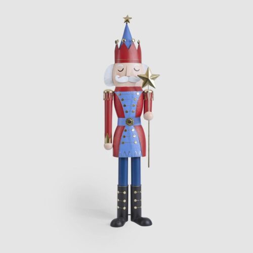 Nutcracker- with Staff, Red/Blue