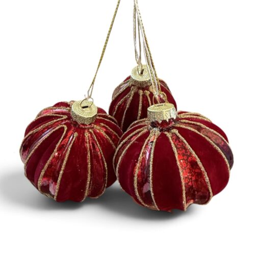 Bauble - Festive Red/Gold, 3 Asst, 10cm