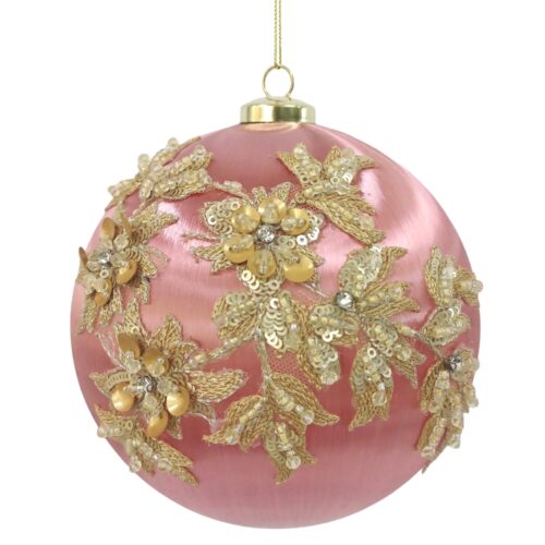 Bauble - Satin Wrap Gold Bead Pink