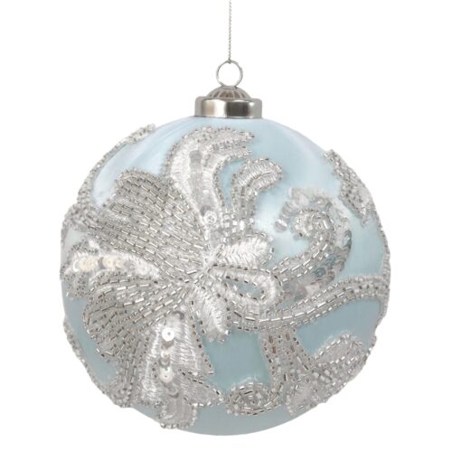 Bauble Satin Wrapped Sky Pearl White Bead