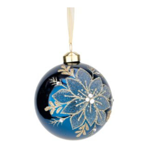 Bauble Poinsettia Navy Blue